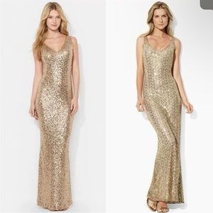 Gold Sequin Ralph Lauren Gown